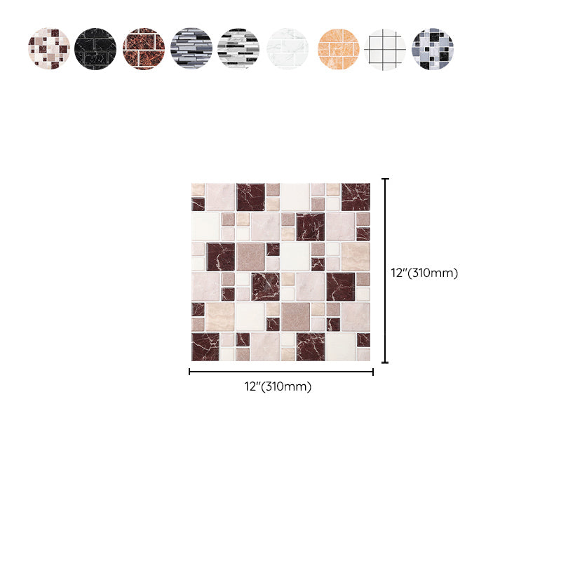 Avtoit | Pattern Matte Color Stone Peel and Stick Mosaic Tile Peel and Stick Tile Set of 2