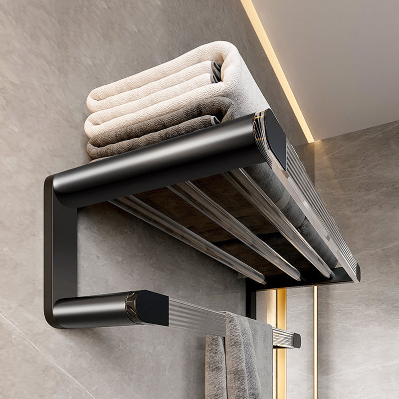 Avtoit | Mattes Black Bathroom Hardware Set Metal & Acrylic Bathroom Shelf/Towel Holder/Bathrobe Hook
