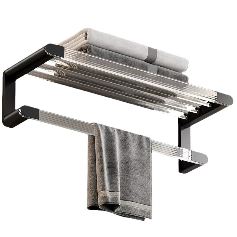 Avtoit | Mattes Black Bathroom Hardware Set Metal & Acrylic Bathroom Shelf/Towel Holder/Bathrobe Hook