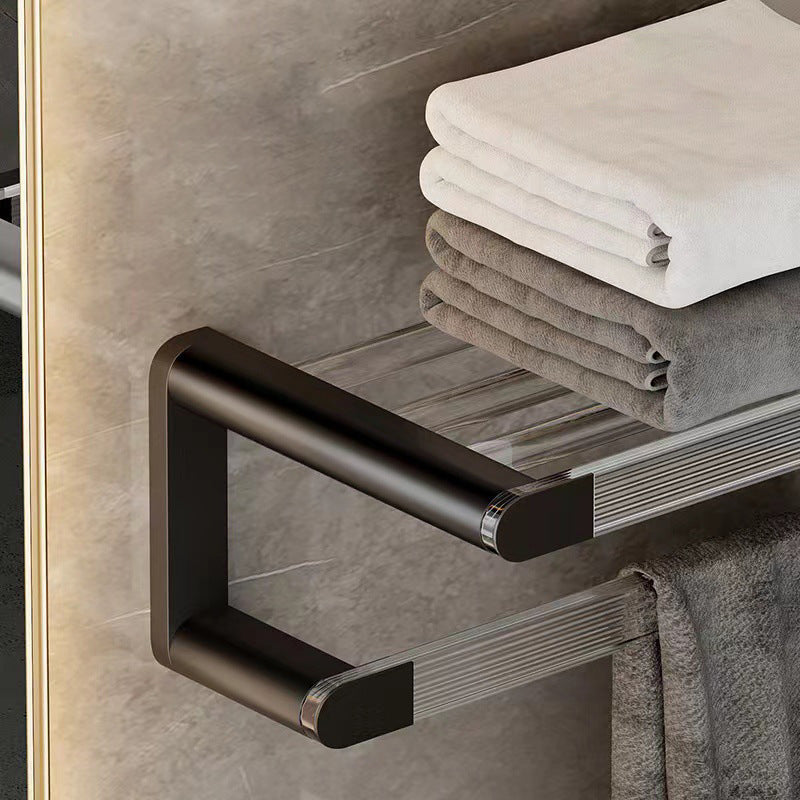 Avtoit | Mattes Black Bathroom Hardware Set Metal & Acrylic Bathroom Shelf/Towel Holder/Bathrobe Hook