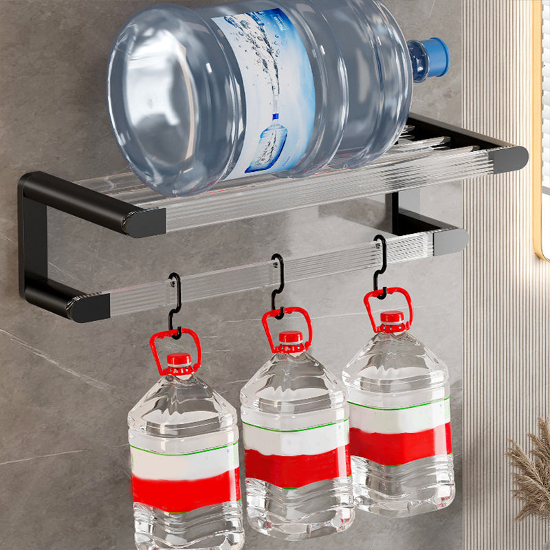 Avtoit | Mattes Black Bathroom Hardware Set Metal & Acrylic Bathroom Shelf/Towel Holder/Bathrobe Hook