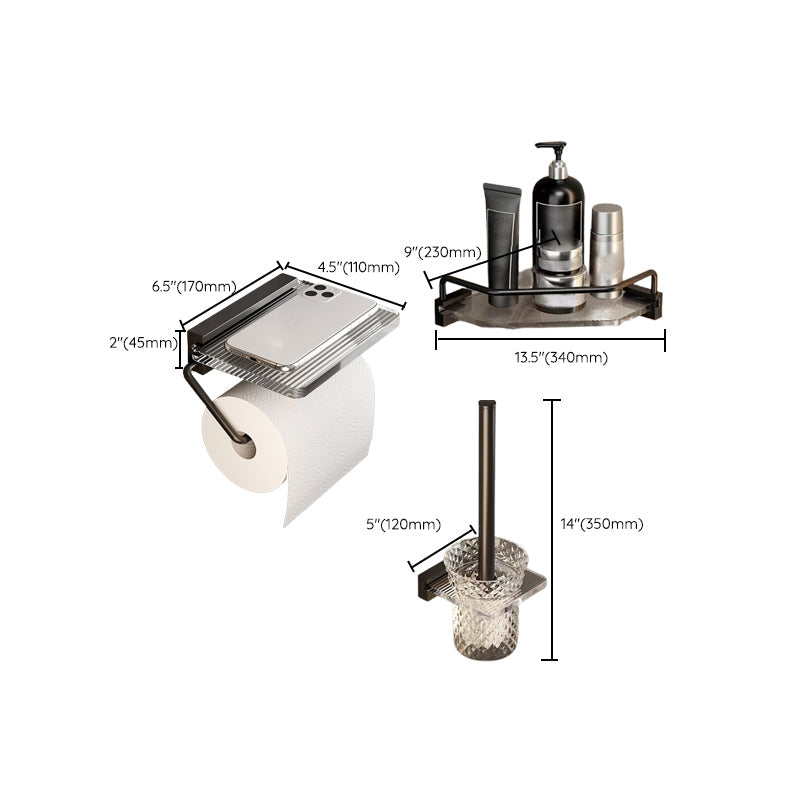 Avtoit | Mattes Black Bathroom Hardware Set Metal & Acrylic Bathroom Shelf/Towel Holder/Bathrobe Hook