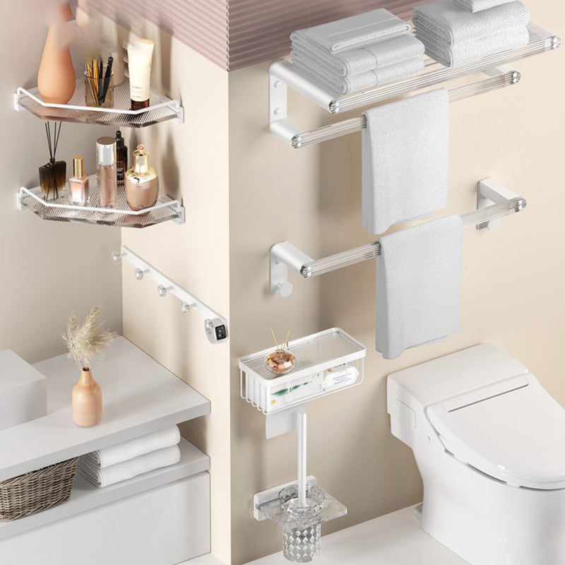 Avtoit | White & clear acrylic bathroom accessory set with towel holder/paper holder/robe hooks