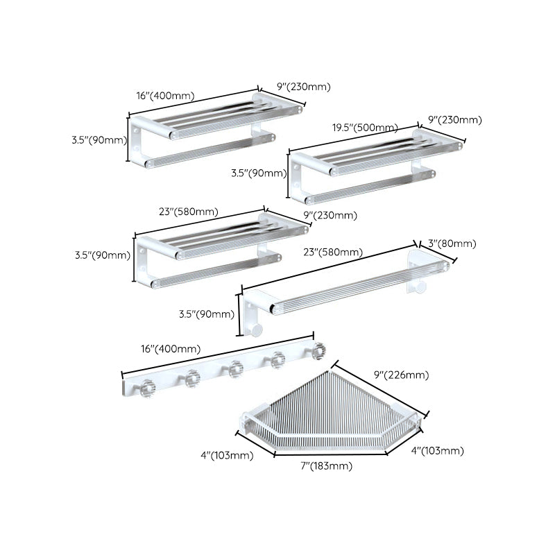 Avtoit | White & clear acrylic bathroom accessory set with towel holder/paper holder/robe hooks