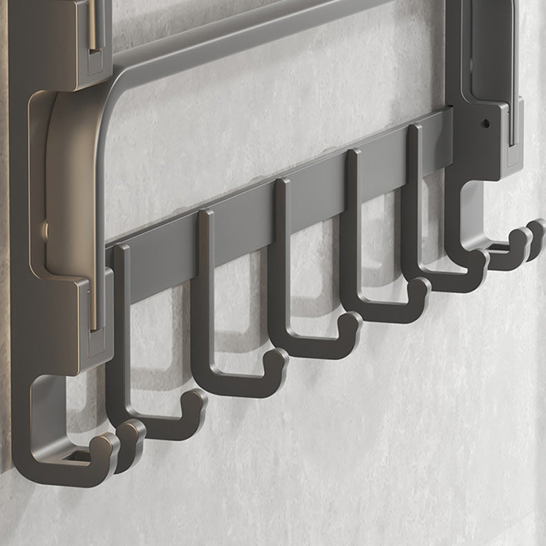 Avtoit | Modern gray bathroom hardware set with bath shelf/towel holder/robe hook/toilet paper holder