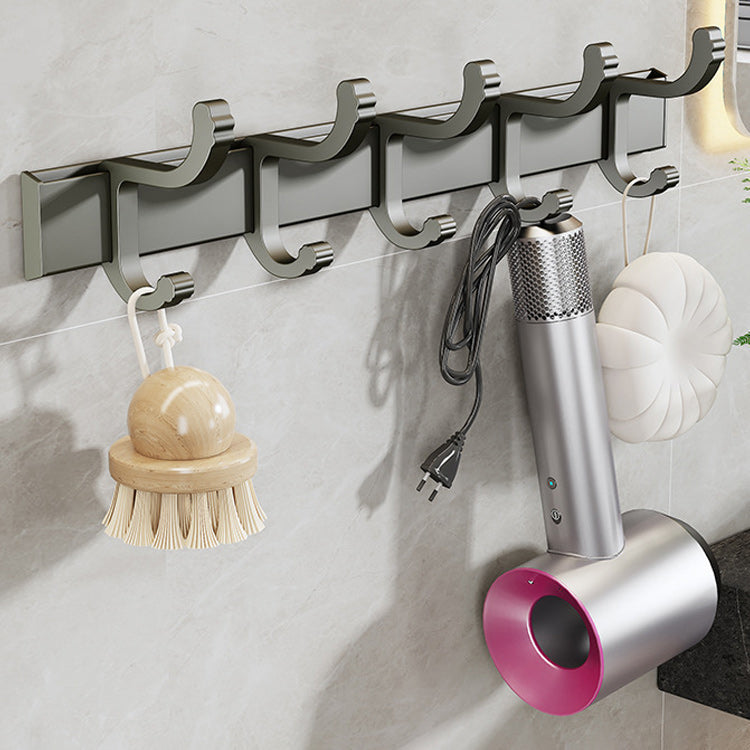 Avtoit | Modern gray bathroom hardware set with bath shelf/towel holder/robe hook/toilet paper holder