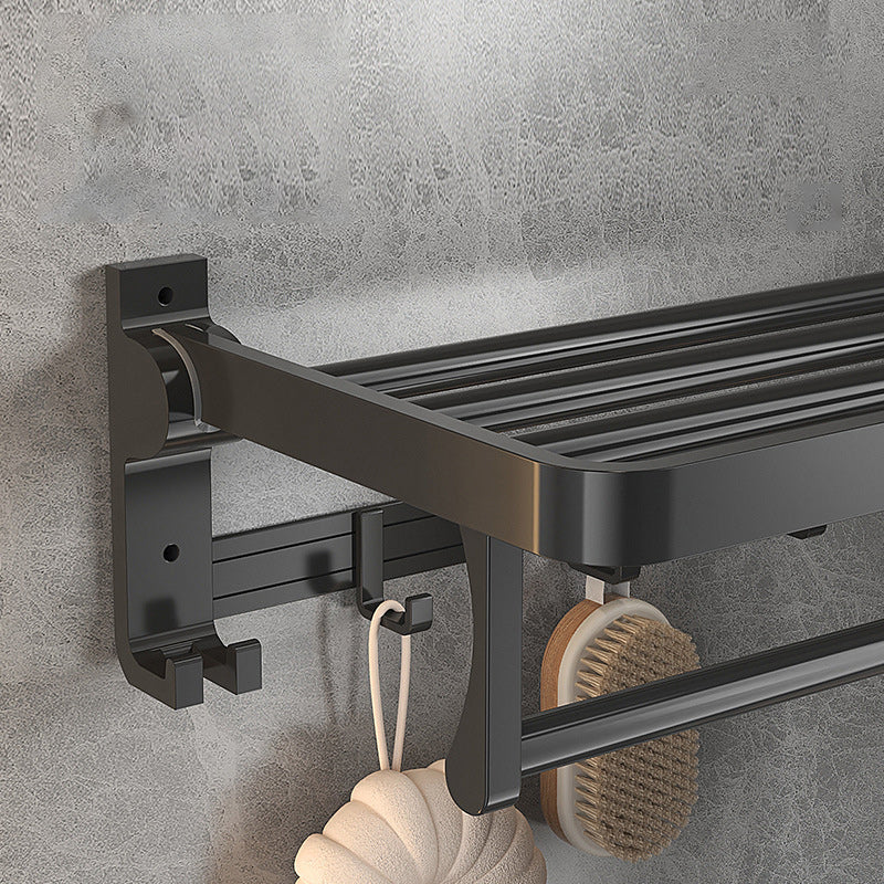 Avtoit | Modern Matte Black Bathroom Accessory Set with Bath Shelf/Towel Hooks/Towel Bar