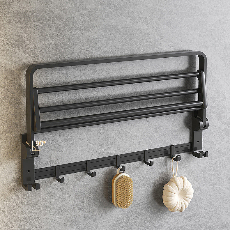 Avtoit | Modern Matte Black Bathroom Accessory Set with Bath Shelf/Towel Hooks/Towel Bar