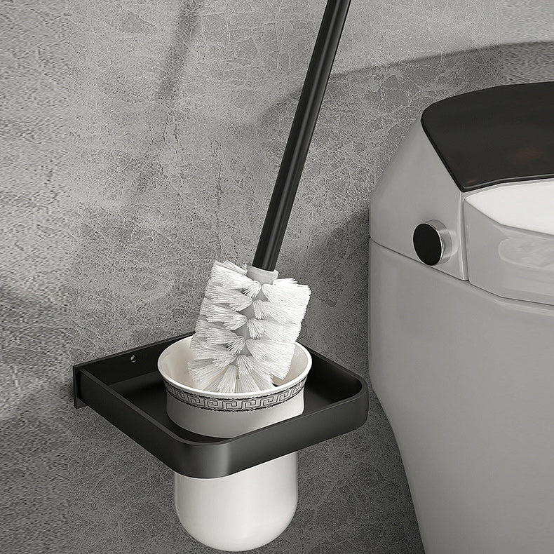 Avtoit | Modern Matte Black Bathroom Accessory Set with Bath Shelf/Towel Hooks/Towel Bar