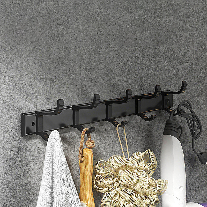 Avtoit | Modern Matte Black Bathroom Accessory Set with Bath Shelf/Towel Hooks/Towel Bar