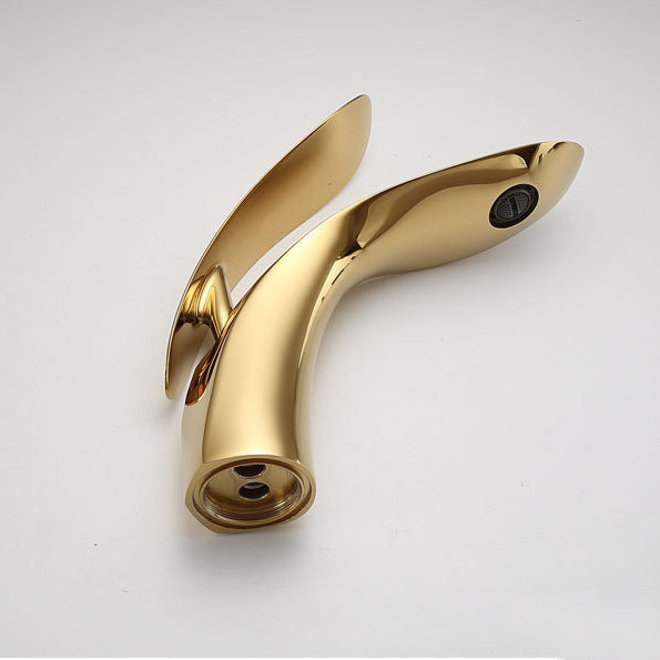 Avtoit | Brass 1-Hole Basin Faucet Lever Handle Sink Faucet Round Modern Faucet for Bathroom