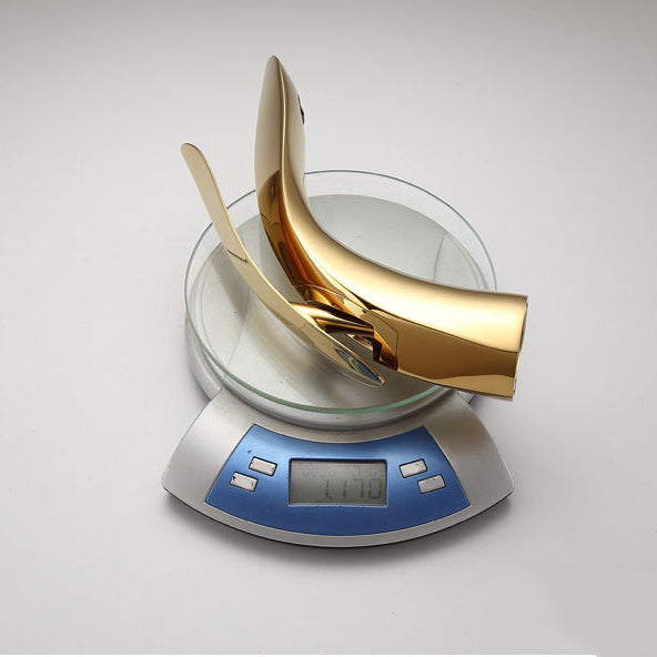 Avtoit | Brass 1-Hole Basin Faucet Lever Handle Sink Faucet Round Modern Faucet for Bathroom