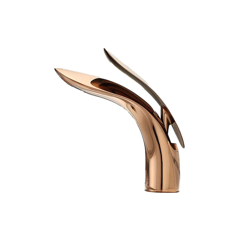 Avtoit | Brass 1-Hole Basin Faucet Lever Handle Sink Faucet Round Modern Faucet for Bathroom