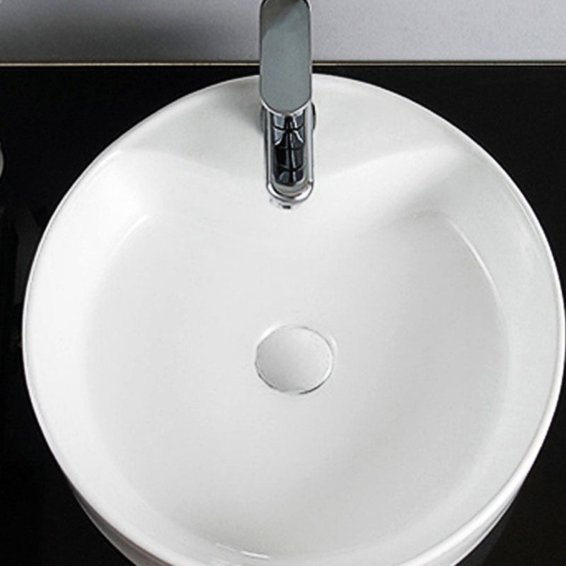 Avtoit | Contemporary Sink Porcelain Water Trough with Round Shape (Faucets Not Included)