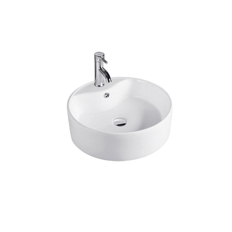 Avtoit | Contemporary Sink Porcelain Water Trough with Round Shape (Faucets Not Included)