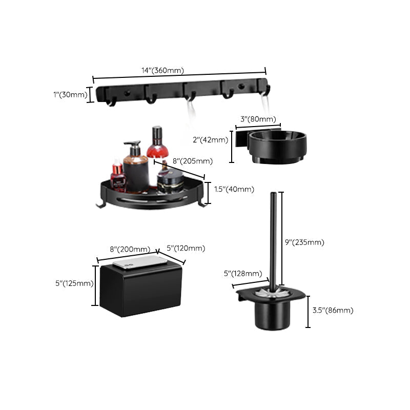 Avtoit | Matt black bathroom accessory set Modern bathroom accessory hardware set