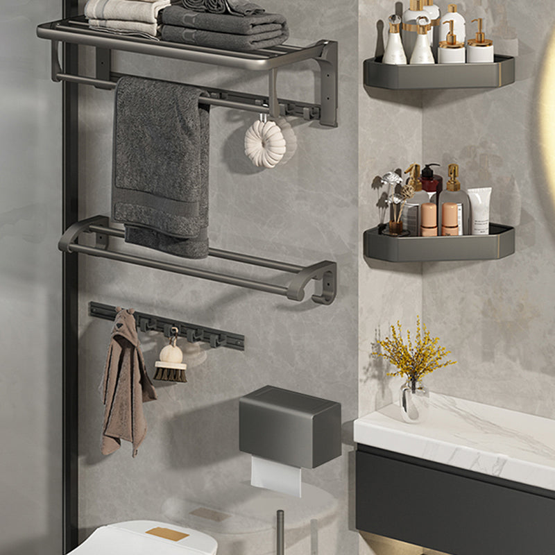 Avtoit | Modernism Aluminum Bathroom Accessories Set Gray Metal Bathroom Set with Towel Holder/Bath Shelf