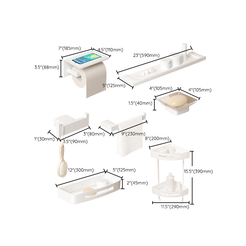 Avtoit | Modern White Bathroom Accessory Set Stainless Steel Bath Hardware Set