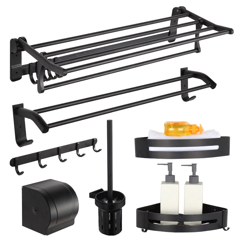 Avtoit | Modern Matt Black Bathroom Shelf Paper Holder Bathroom Accessory Set