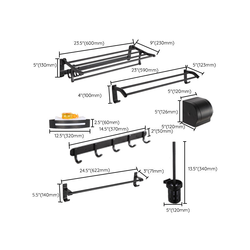 Avtoit | Modern Matt Black Bathroom Shelf Paper Holder Bathroom Accessory Set