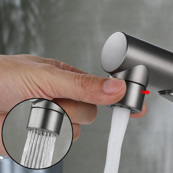 Avtoit | Extendable Bathroom Faucet Brass Modern Faucet with Water Hose