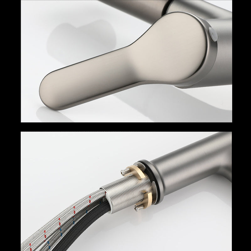 Avtoit | Extendable Bathroom Faucet Brass Modern Faucet with Water Hose