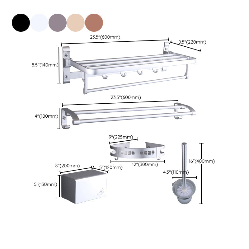 Avtoit | 6-piece modern bathroom hardware set made of aluminum with towel holder/paper holder