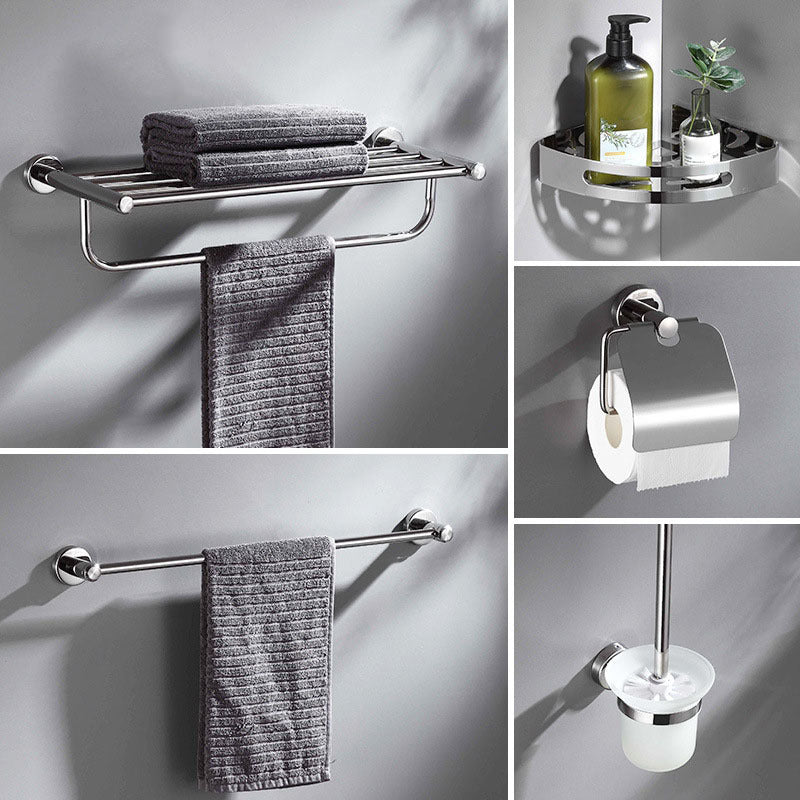 Avtoit | Polished Chrome 5-piece modern bathroom accessory set with bathroom shelf