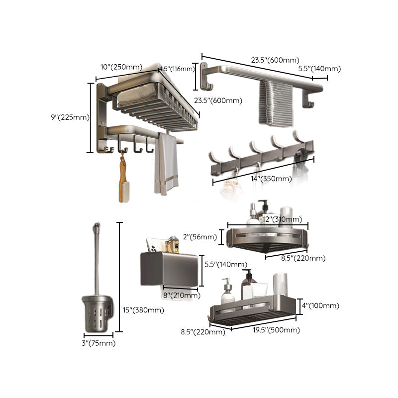 Avtoit | Modern Bathroom Accessories Set Gray Bathroom Shelf Paper Holder Bathroom Accessories Kit