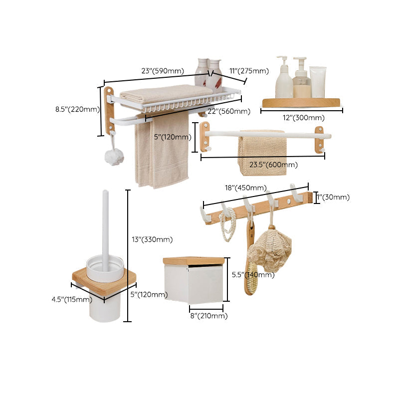 Avtoit | Aluminium and Wood Bathroom Accessories Set White Bathroom Accessories Kit