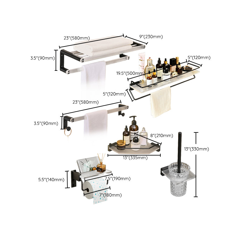 Avtoit | Modern Bath Accessories Set Black Towel Bar Bath Shelf Bathroom Fixtures Set