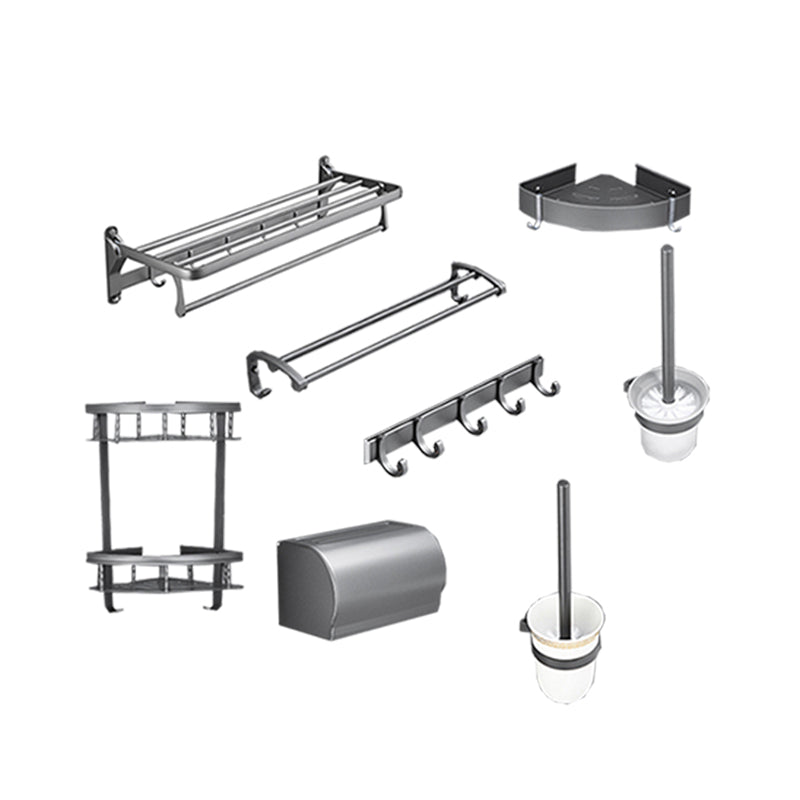 Avtoit | Gray 6/7-piece modern bathroom accessory set bathroom shelf/bath towel hooks/towel bar included