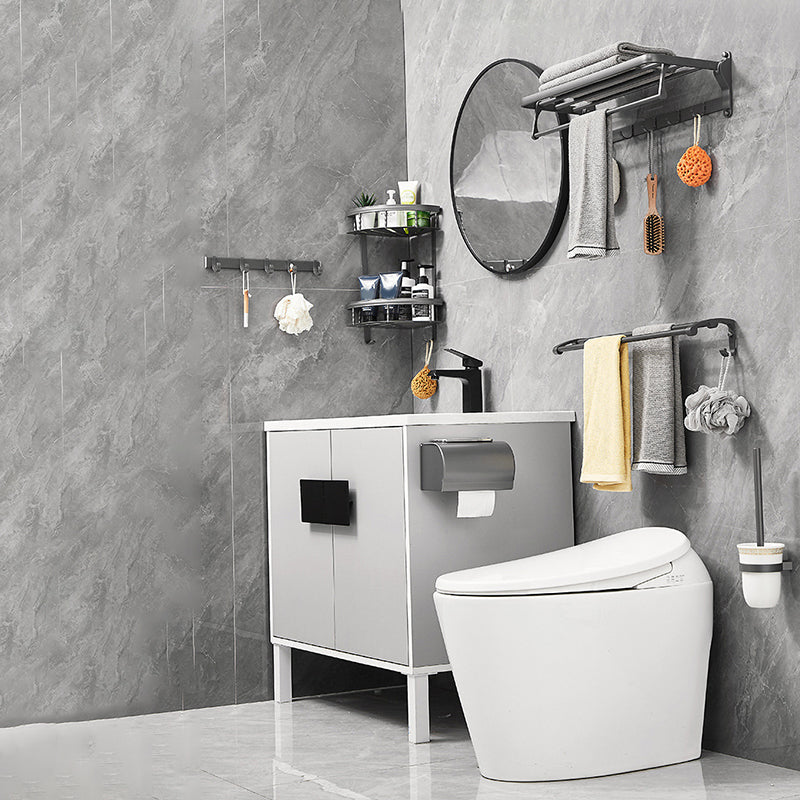 Avtoit | Gray 6/7-piece modern bathroom accessory set bathroom shelf/bath towel hooks/towel bar included