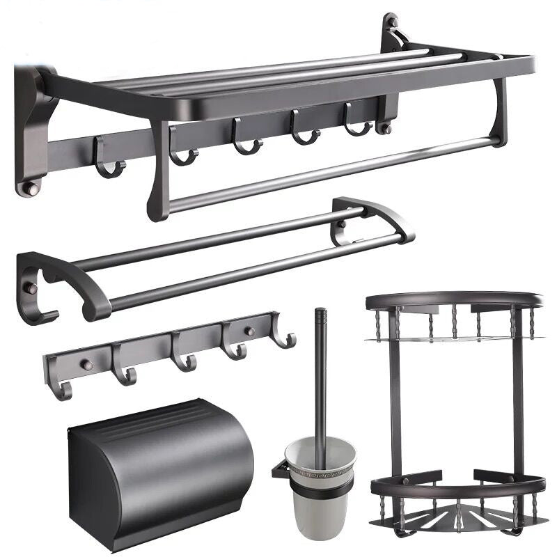 Avtoit | Modern 5/6-piece bathroom accessory set with bathroom shelf/robe hooks/towel bar