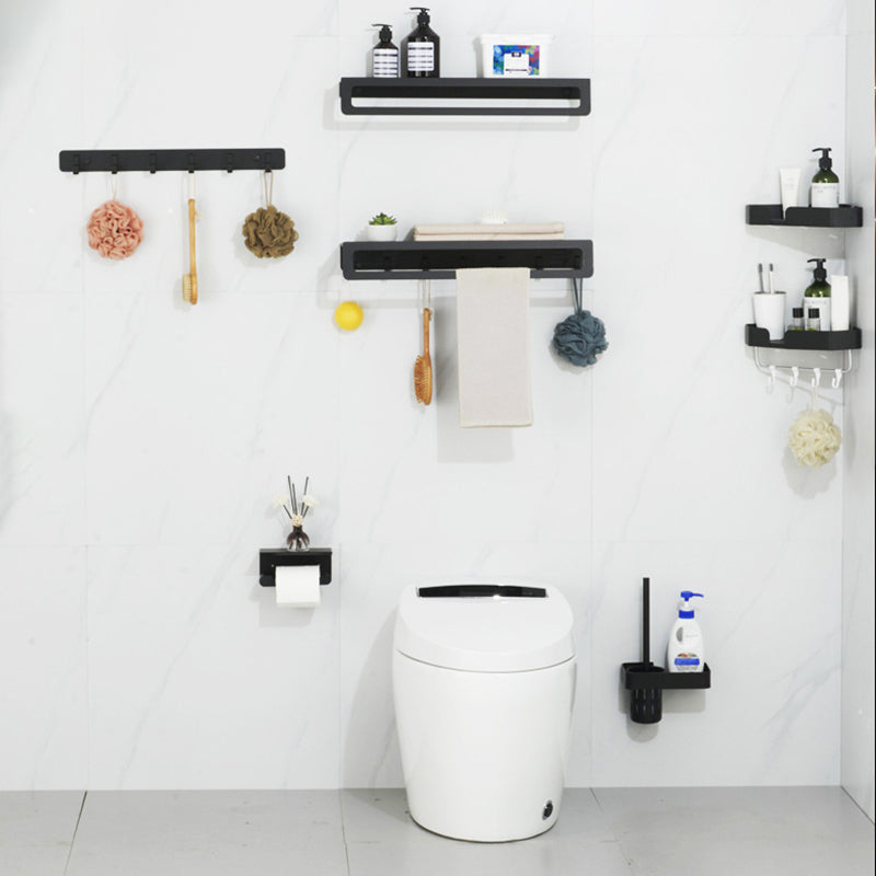 Avtoit | 7-piece bathroom hardware set matte black/gray with bath shelf/towel holder/bath towel hooks
