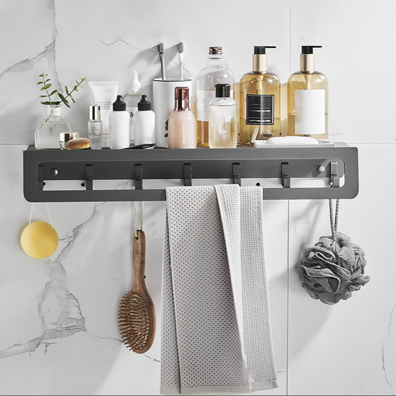 Avtoit | 7-piece bathroom hardware set matte black/gray with bath shelf/towel holder/bath towel hooks