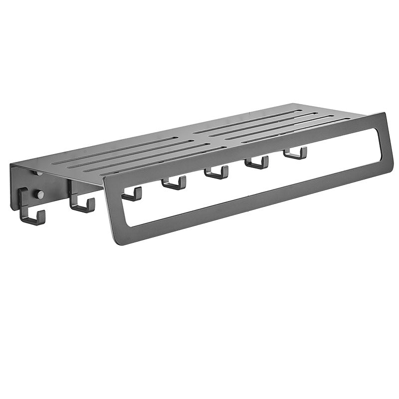 Avtoit | 7-piece bathroom hardware set matte black/gray with bath shelf/towel holder/bath towel hooks