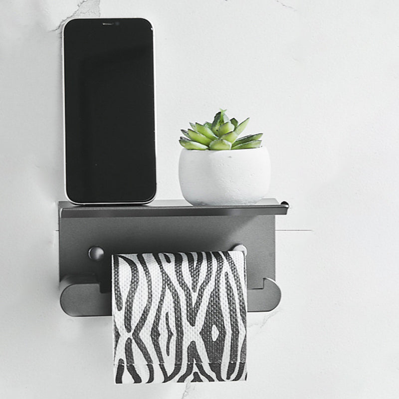Avtoit | 7-piece bathroom hardware set matte black/gray with bath shelf/towel holder/bath towel hooks