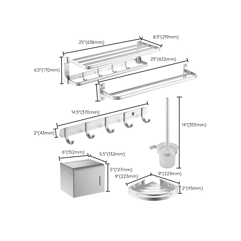 Avtoit | Silver Bathroom Accessory Set Modern Bathroom Accessory as Individual Piece or in Set