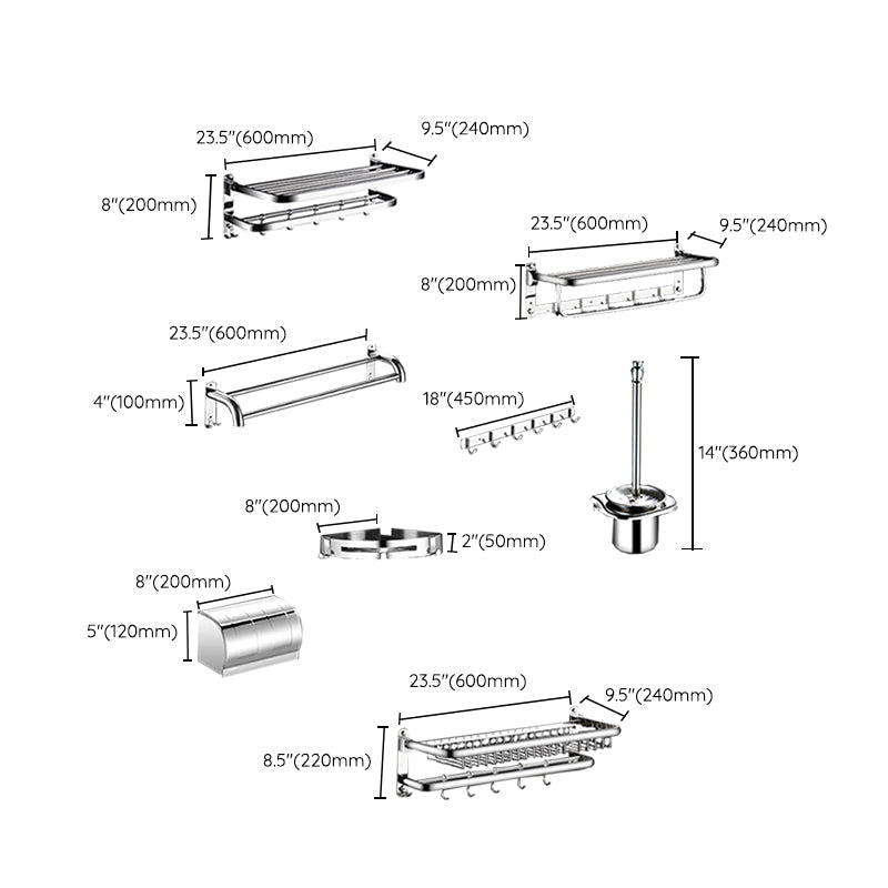 Avtoit | Classic Polished Chrome Bathroom Accessory Set Towel Holder/Paper Holder/Robe Hooks Included