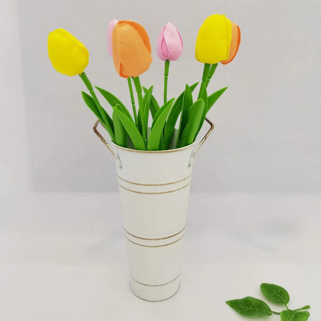 Avtoit | Retro Iron Flower Bucket with Handles – Decorative Metal Flower Pot for Home