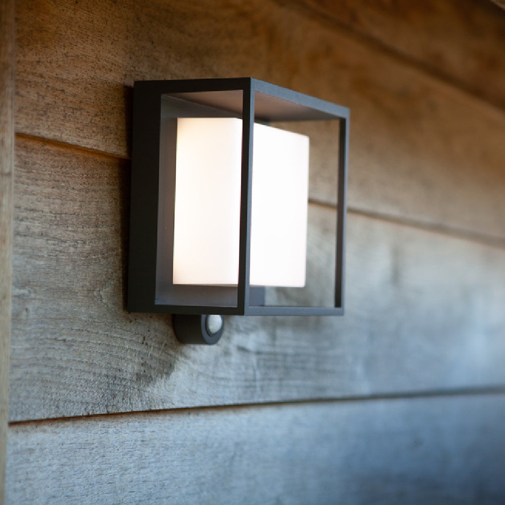 Avtoit | Lutec 6934601118 Curtis LED Anthracite Solar Power Outdoor Modern Square Surface Mounted Wall Lamp with PIR