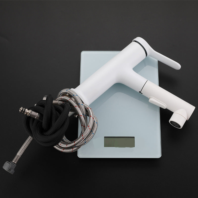 Avtoit | Modern Extendable Sink Faucet Bathroom Faucet Brass 1 Handle Sink Faucet with Water Hose