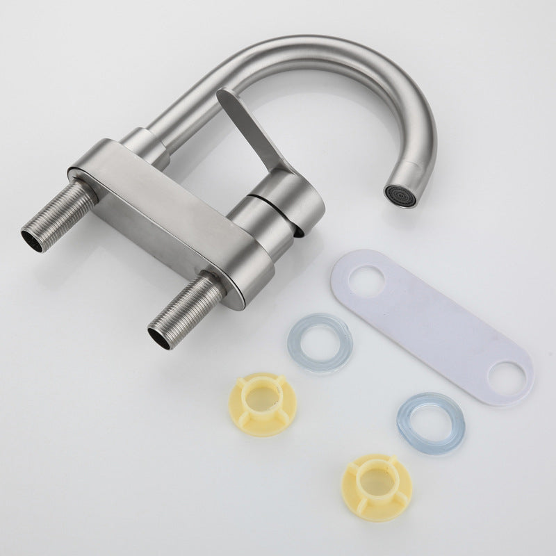 Avtoit | 304 stainless steel center faucet bathroom single handle hot and cold sink faucet
