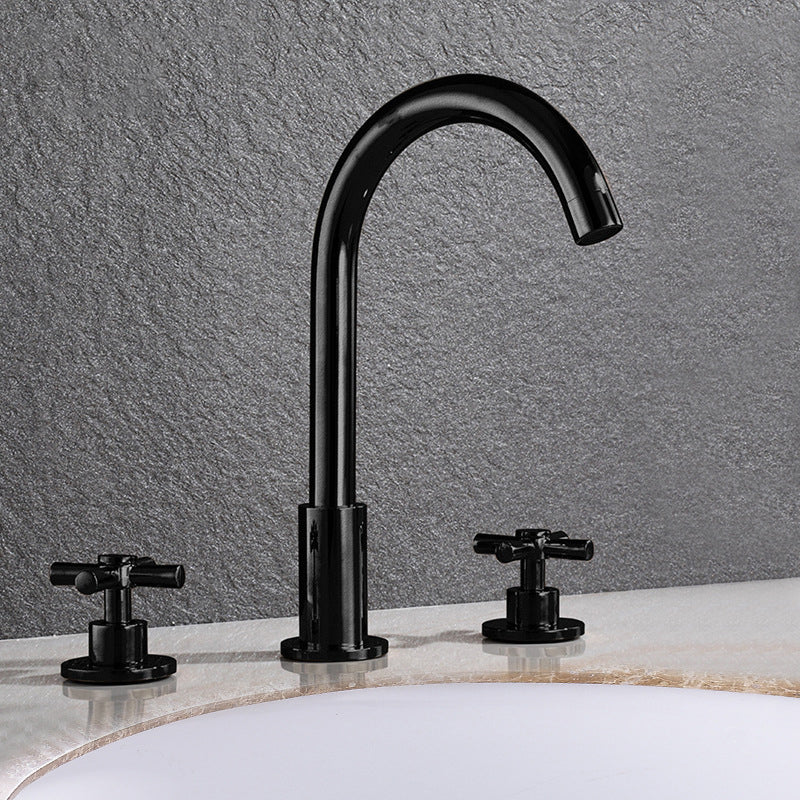 Avtoit | Goose Neck Bathroom Basin Faucet 2 Handles Hot and Cold Water Basin Faucet with Drain