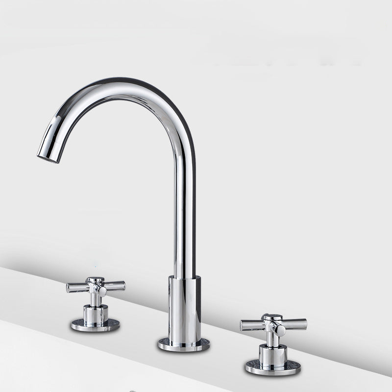 Avtoit | Goose Neck Bathroom Sink Faucet 2 Handles Hot and Cold Water Sink Faucet with Drain