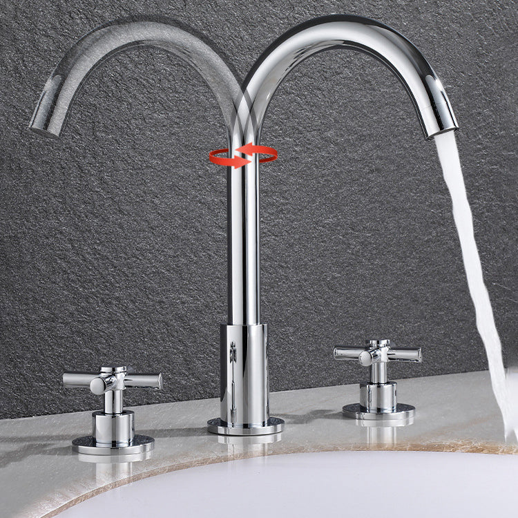 Avtoit | Goose Neck Bathroom Sink Faucet 2 Handles Hot and Cold Water Sink Faucet with Drain