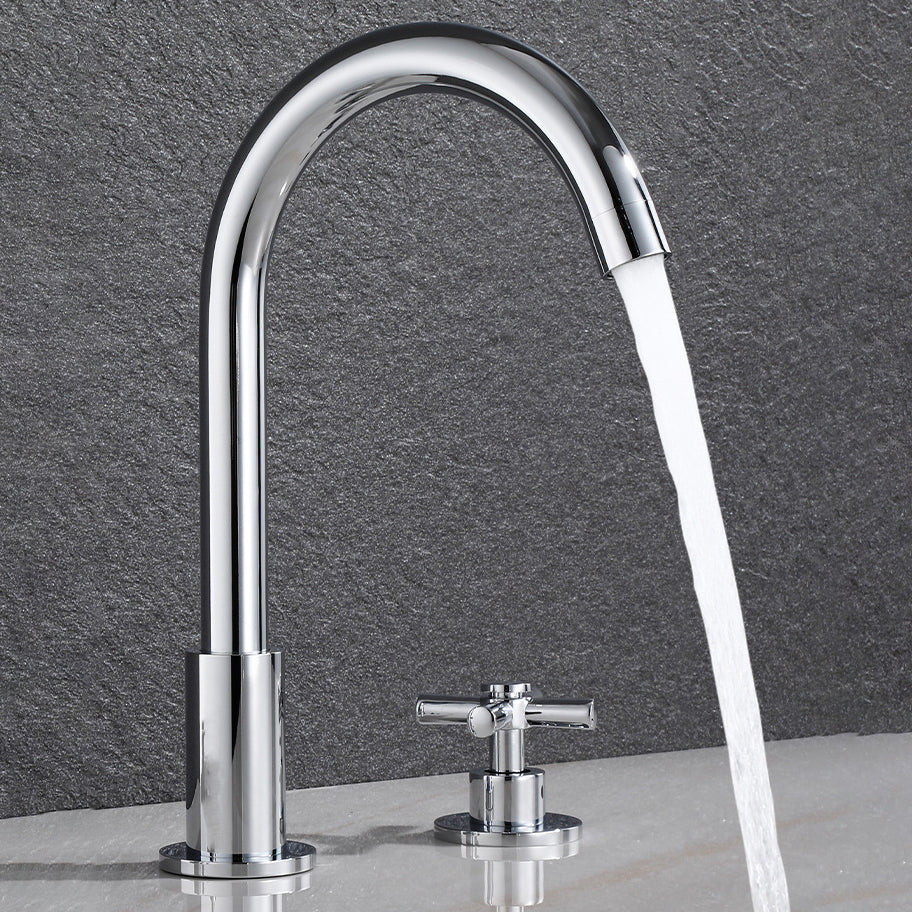 Avtoit | Goose Neck Bathroom Basin Faucet 2 Handles Hot and Cold Water Basin Faucet with Drain
