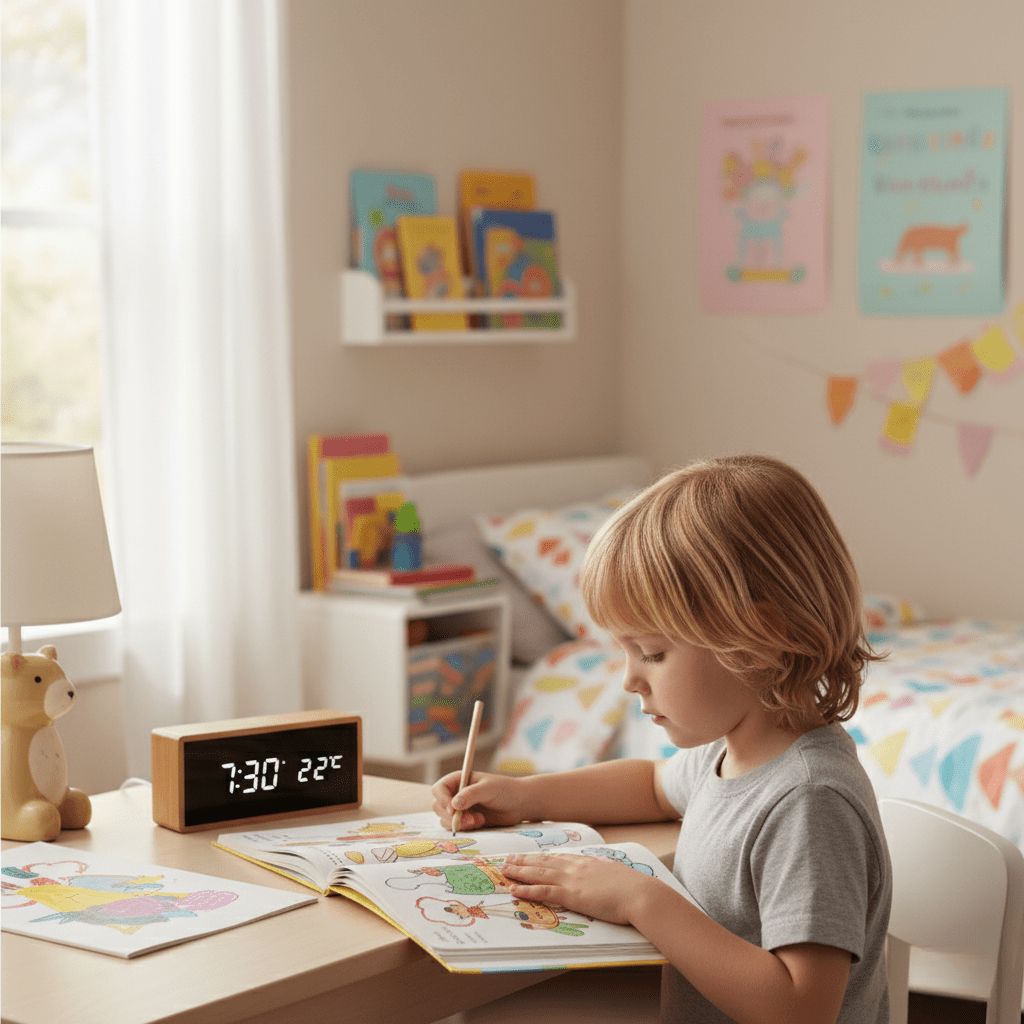 Avtoit | LED Bamboo Alarm Clock with Temperature Display & USB/Battery Operation
