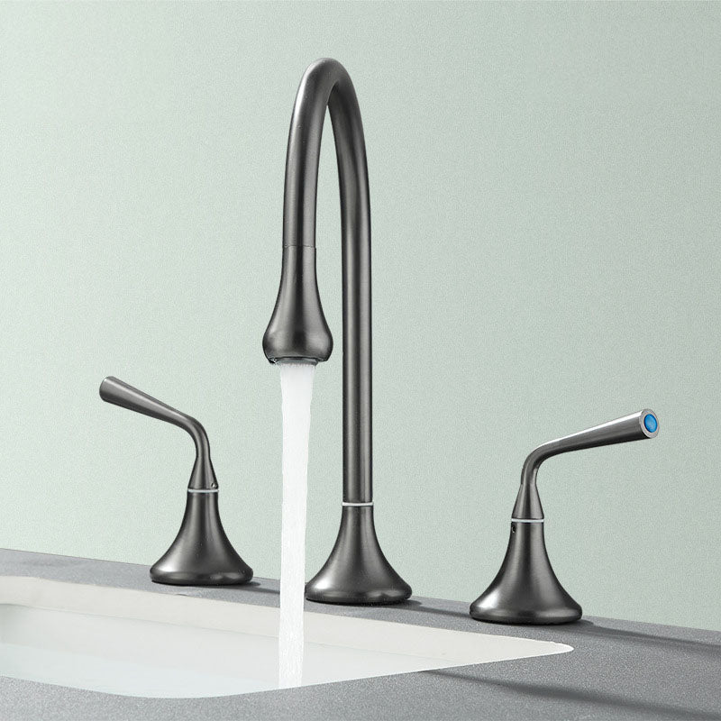 Avtoit | Double Handle Tub Spout Deck Mounted High Arc Brass Modern Roman Tub Spout